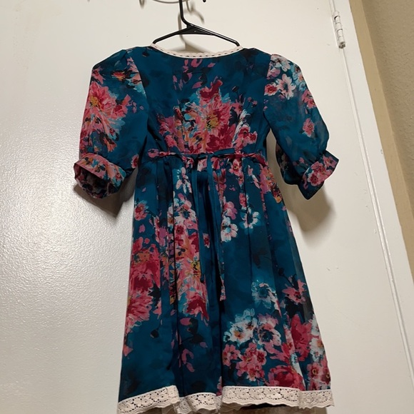 Zunie Green Floral Girl's Dress Size 8 - Picture 5 of 6
